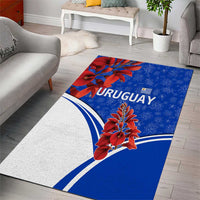Uruguay Area Rug with Erythrina Flower Illustration Blue White Nature - Wonder Print Shop