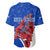 Uruguay Baseball Jersey with Erythrina Flower Illustration Blue White Nature - Wonder Print Shop