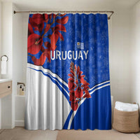 Uruguay Bathroom Set with Erythrina Flower Illustration Blue White Nature - Wonder Print Shop