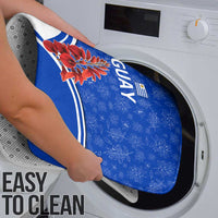 Uruguay Bathroom Set with Erythrina Flower Illustration Blue White Nature - Wonder Print Shop