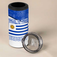 Uruguay 4 in 1 Can Cooler Tumbler with Erythrina Flower Illustration Blue White Nature - Wonder Print Shop