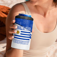 Uruguay 4 in 1 Can Cooler Tumbler with Erythrina Flower Illustration Blue White Nature - Wonder Print Shop