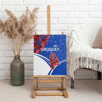 Uruguay Canvas Wall Art with Erythrina Flower Illustration Blue White Nature - Wonder Print Shop