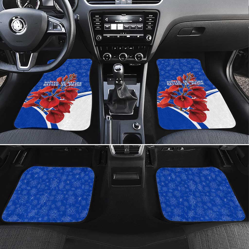 Uruguay Car Mats with Erythrina Flower Illustration Blue White Nature - Wonder Print Shop