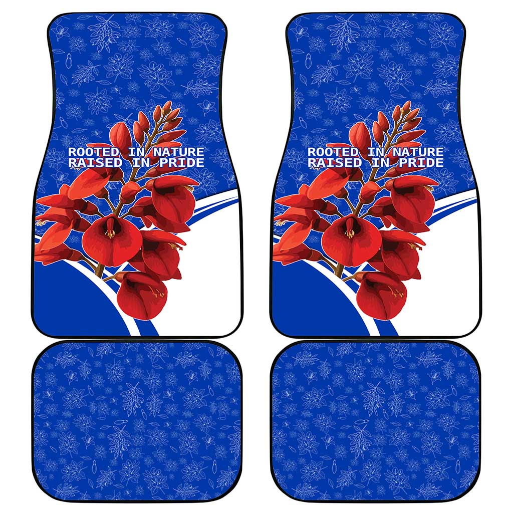 Uruguay Car Mats with Erythrina Flower Illustration Blue White Nature - Wonder Print Shop