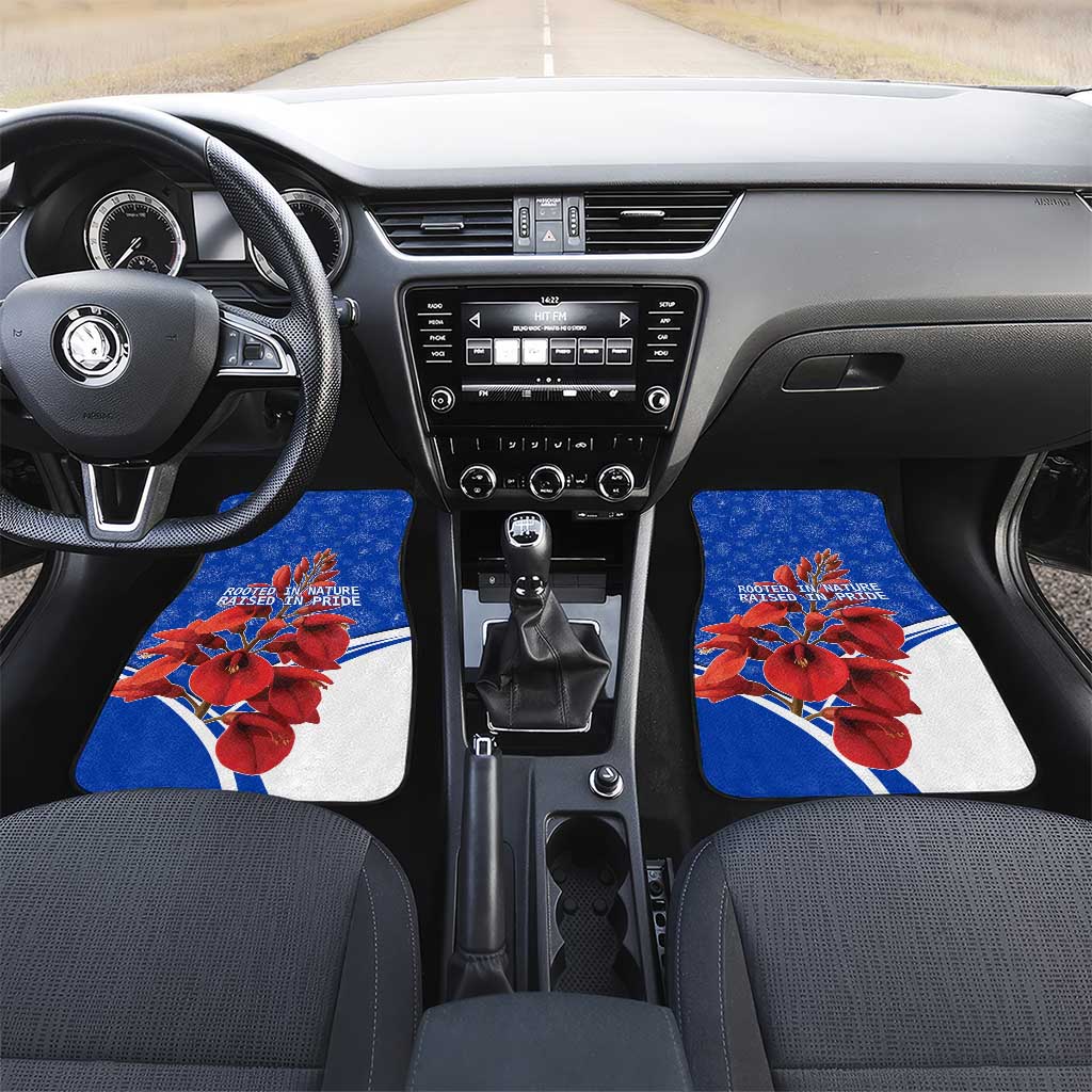 Uruguay Car Mats with Erythrina Flower Illustration Blue White Nature - Wonder Print Shop