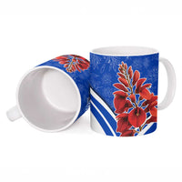 Uruguay Ceramic Mug with Erythrina Flower Illustration Blue White Nature - Wonder Print Shop