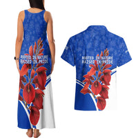 Uruguay Couples Matching Tank Maxi Dress and Hawaiian Shirt with Erythrina Flower Illustration Blue White Nature - Wonder Print Shop