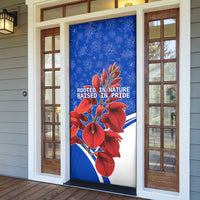 Uruguay Door Cover with Erythrina Flower Illustration Blue White Nature - Wonder Print Shop