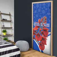 Uruguay Door Cover with Erythrina Flower Illustration Blue White Nature - Wonder Print Shop