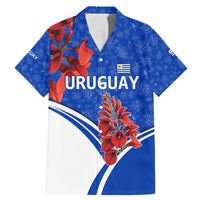 Uruguay Family Matching Mermaid Dress and Hawaiian Shirt with Erythrina Flower Illustration Blue White Nature - Wonder Print Shop
