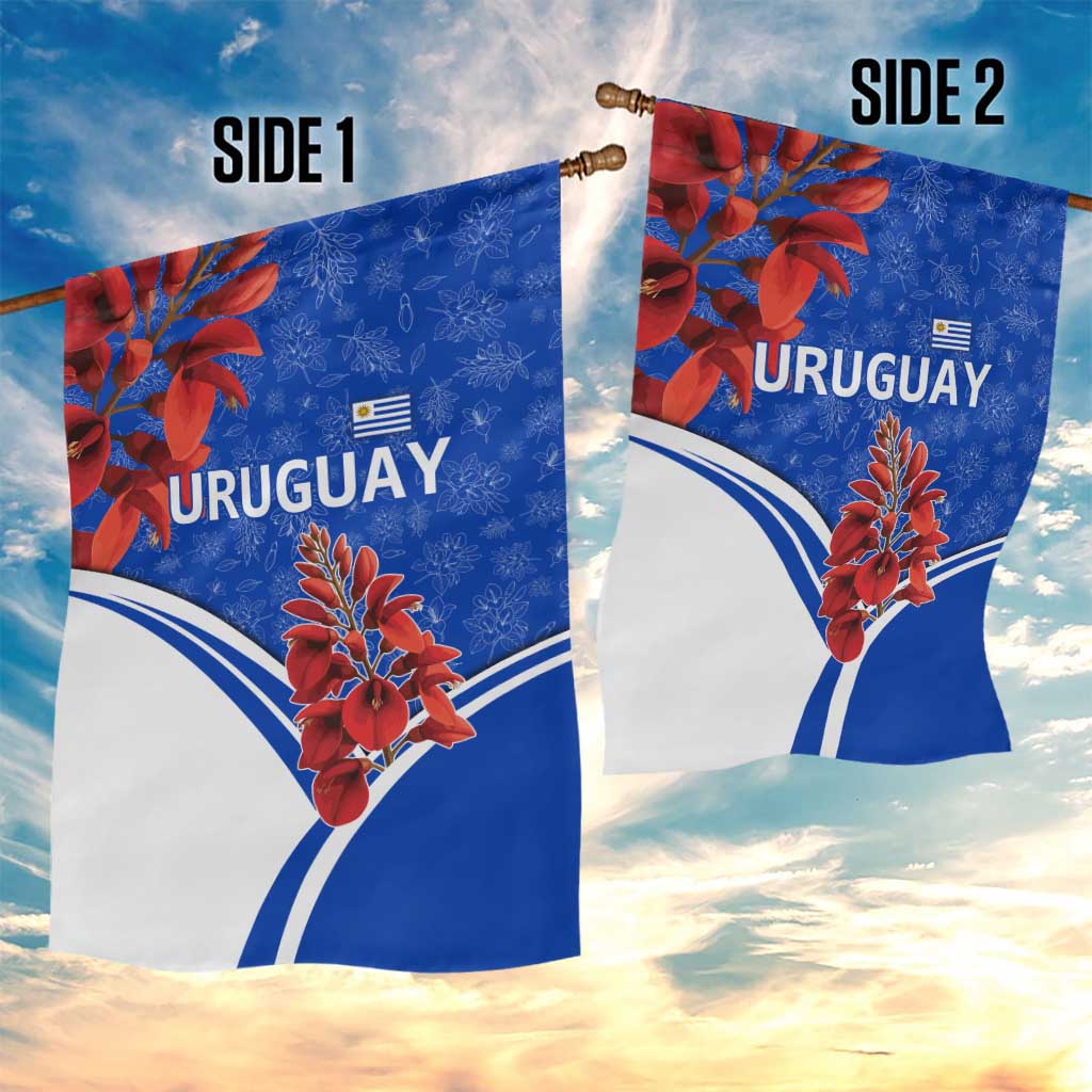 Uruguay Garden Flag with Erythrina Flower Illustration Blue White Nature - Wonder Print Shop