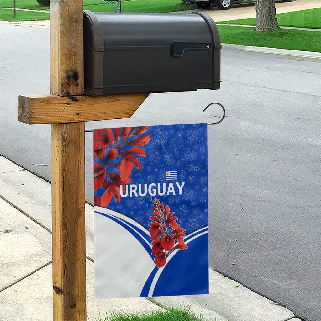 Uruguay Garden Flag with Erythrina Flower Illustration Blue White Nature - Wonder Print Shop