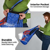 Uruguay Grocery Bag with Erythrina Flower Illustration Blue White Nature - Wonder Print Shop