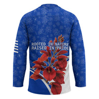 Uruguay Hockey Jersey with Erythrina Flower Illustration Blue White Nature - Wonder Print Shop