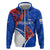 Uruguay Hoodie with Erythrina Flower Illustration Blue White Nature - Wonder Print Shop