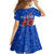 Uruguay Kid Short Sleeve Dress with Erythrina Flower Illustration Blue White Nature - Wonder Print Shop
