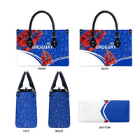Uruguay Leather Bag with Erythrina Flower Illustration Blue White Nature - Wonder Print Shop