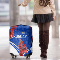 Uruguay Luggage Cover with Erythrina Flower Illustration Blue White Nature - Wonder Print Shop