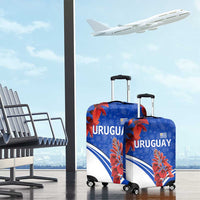Uruguay Luggage Cover with Erythrina Flower Illustration Blue White Nature - Wonder Print Shop