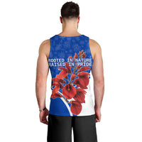Uruguay Men Tank Top with Erythrina Flower Illustration Blue White Nature - Wonder Print Shop