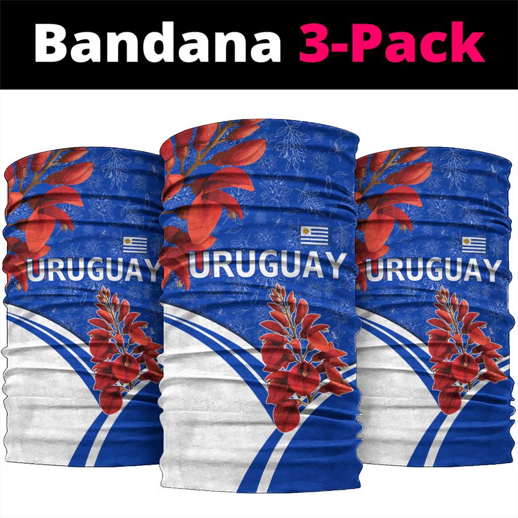 Uruguay Neck Gaiter with Erythrina Flower Illustration Blue White Nature - Wonder Print Shop
