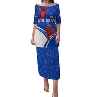 Uruguay Puletasi with Erythrina Flower Illustration Blue White Nature - Wonder Print Shop