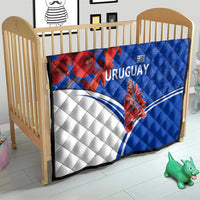 Uruguay Quilt with Erythrina Flower Illustration Blue White Nature - Wonder Print Shop