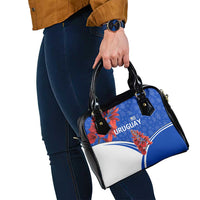 Uruguay Shoulder Handbag with Erythrina Flower Illustration Blue White Nature - Wonder Print Shop