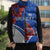 Uruguay Sleeveless Puffer Jacket with Erythrina Flower Illustration Blue White Nature - Wonder Print Shop