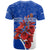 Uruguay T Shirt with Erythrina Flower Illustration Blue White Nature - Wonder Print Shop