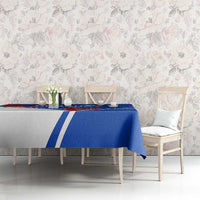 Uruguay Tablecloth with Erythrina Flower Illustration Blue White Nature - Wonder Print Shop