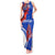 Uruguay Tank Maxi Dress with Erythrina Flower Illustration Blue White Nature - Wonder Print Shop