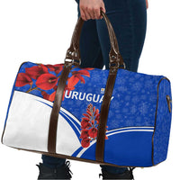 Uruguay Travel Bag with Erythrina Flower Illustration Blue White Nature - Wonder Print Shop