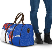 Uruguay Travel Bag with Erythrina Flower Illustration Blue White Nature - Wonder Print Shop