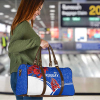 Uruguay Travel Bag with Erythrina Flower Illustration Blue White Nature - Wonder Print Shop
