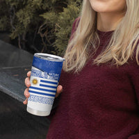 Uruguay Tumbler Cup with Erythrina Flower Illustration Blue White Nature - Wonder Print Shop