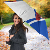 Uruguay Umbrella with Erythrina Flower Illustration Blue White Nature - Wonder Print Shop