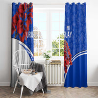 Uruguay Window Curtain with Erythrina Flower Illustration Blue White Nature - Wonder Print Shop