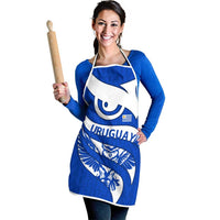 Uruguay Apron with Owl Illustration Blue White Abstract Motion Design - Wonder Print Shop