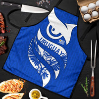 Uruguay Apron with Owl Illustration Blue White Abstract Motion Design - Wonder Print Shop