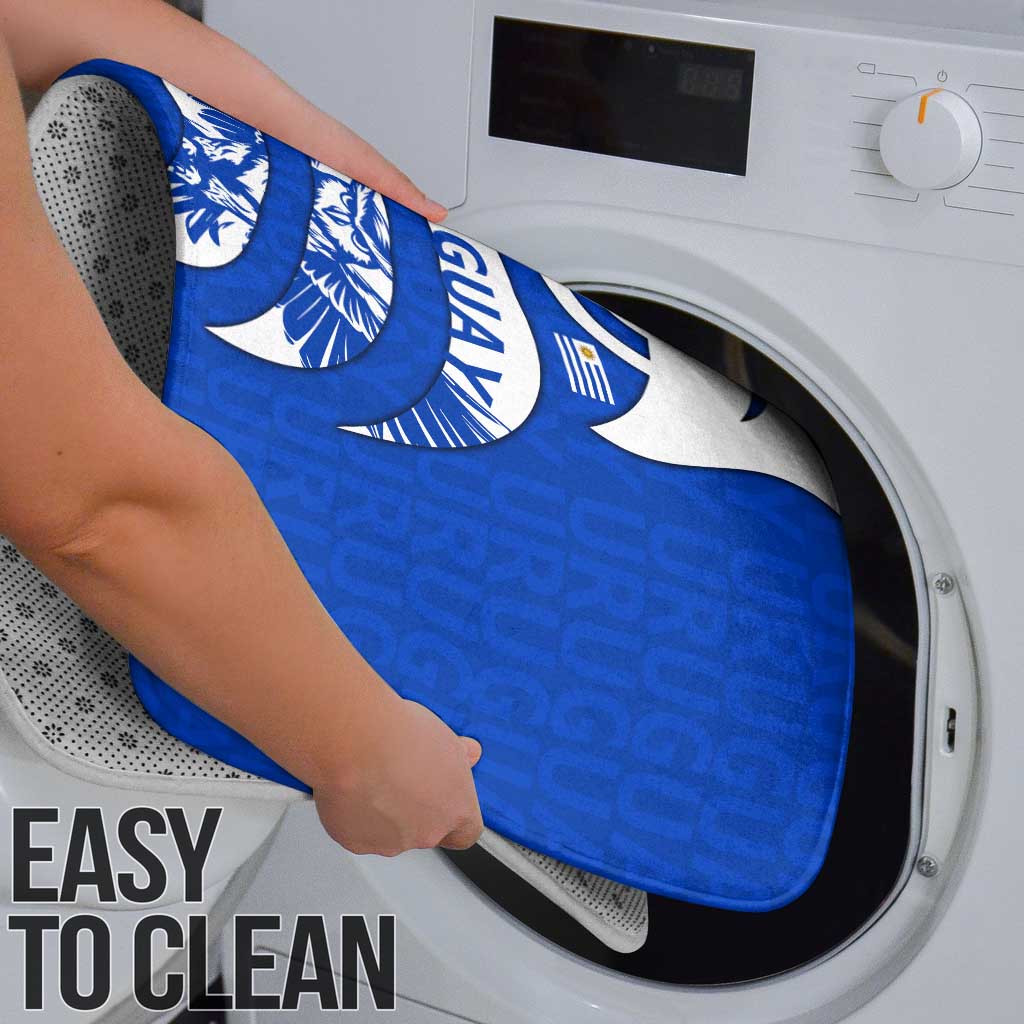 Uruguay Bathroom Set with Owl Illustration Blue White Abstract Motion Design - Wonder Print Shop