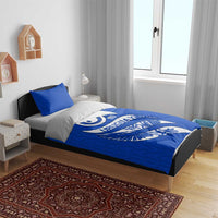 Uruguay Bedding Set with Owl Illustration Blue White Abstract Motion Design - Wonder Print Shop