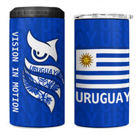 Uruguay 4 in 1 Can Cooler Tumbler with Owl Illustration Blue White Abstract Motion Design - Wonder Print Shop