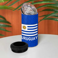 Uruguay 4 in 1 Can Cooler Tumbler with Owl Illustration Blue White Abstract Motion Design - Wonder Print Shop