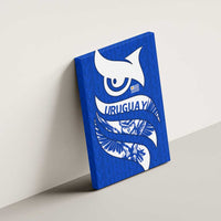 Uruguay Canvas Wall Art with Owl Illustration Blue White Abstract Motion Design - Wonder Print Shop