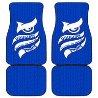 Uruguay Car Mats with Owl Illustration Blue White Abstract Motion Design - Wonder Print Shop