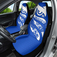 Uruguay Car Seat Cover with Owl Illustration Blue White Abstract Motion Design - Wonder Print Shop