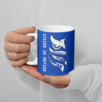 Uruguay Ceramic Mug with Owl Illustration Blue White Abstract Motion Design - Wonder Print Shop