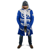 Uruguay Cloak with Owl Illustration Blue White Abstract Motion Design - Wonder Print Shop